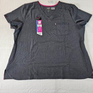 Scrubstar Scrub Top Grey Ethical Fabric New with tags 3 pockets 3X NWT